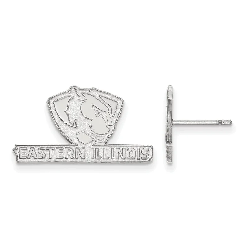 Women’s diamond hoop earrings-Sterling Silver Eastern Illinois University Small Post Earrings