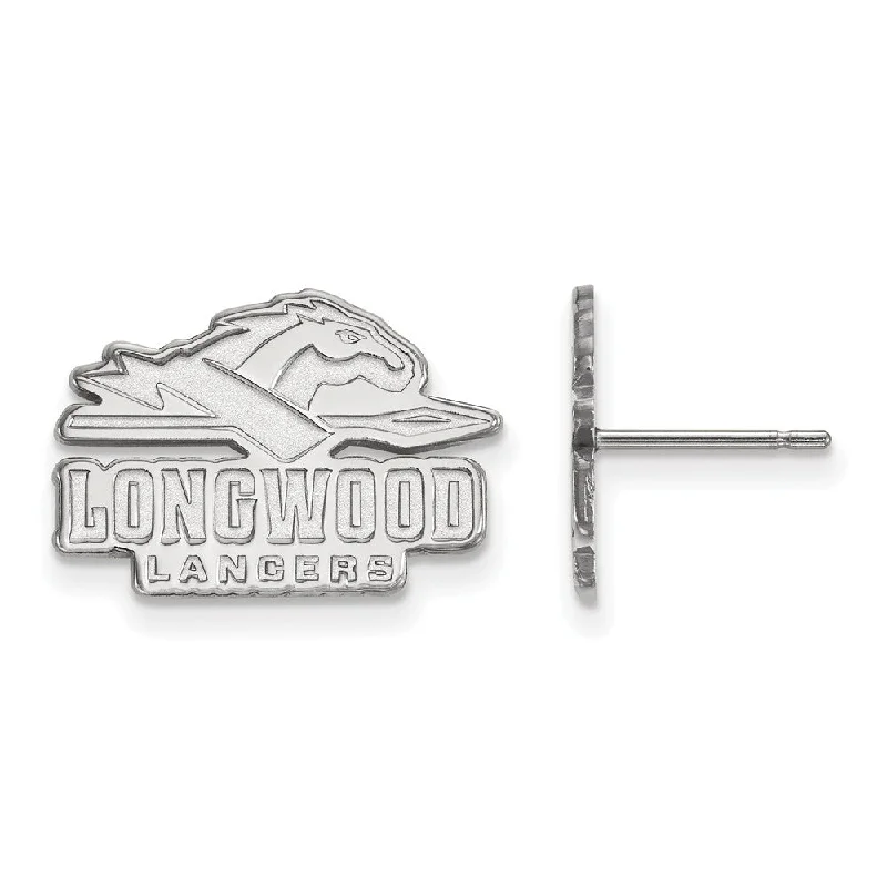 Women’s gold earrings-10k White Gold Longwood University Small Post Earrings