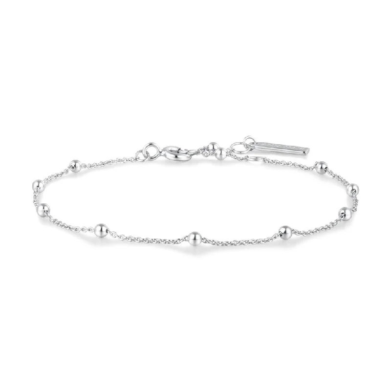 Women’s charm bracelet-Sterling Silver Beaded Station Bracelet by Ania Haie