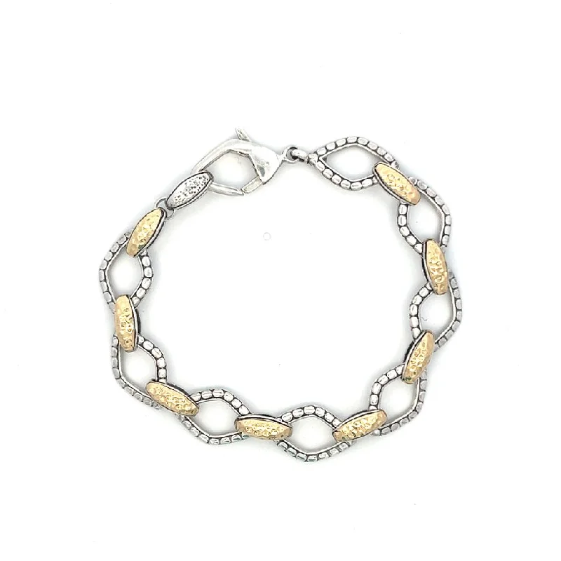 Women’s double-layer bracelet-Sterling Silver & 18K Yellow Gold Rhombus Link Bracelet by Samuel B.