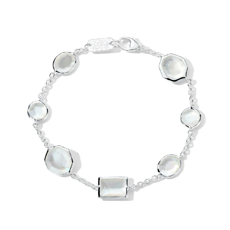 Women’s cuff-style bangle-Sterling Silver Mixed-Cut Station Bracelet