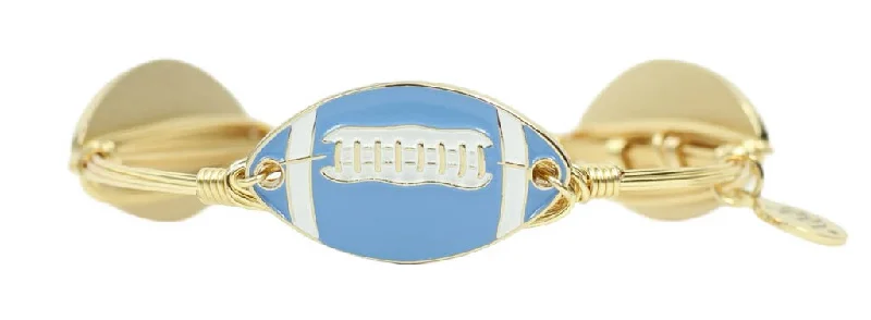 Women’s minimalist gold bracelet-The Football Bangle Bracelet - Light Blue