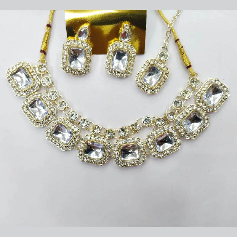 Women’s silver necklace-Manisha Jewellery Gold Plated Austrian Stone And Crystal Stone Necklace Set