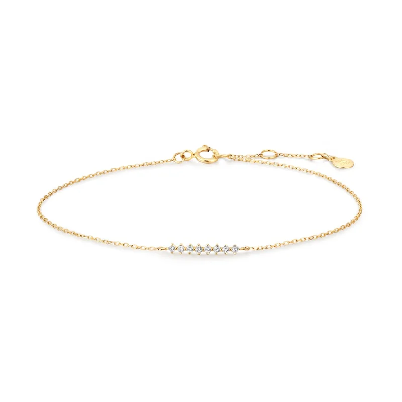 Women’s silver bracelet-14K Yellow Gold 0.08ctw Round Lab Diamond Wishbone Bracelet by Aurelie Gi