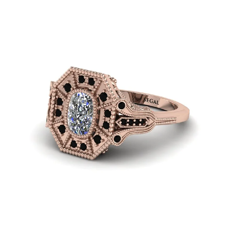 Women’s alternative engagement ring-Diamond Cushion Cut Art Deco Engagement Ring - Alicia No. 32