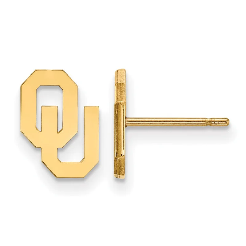 Women’s bridal earrings-14k Yellow Gold University of Oklahoma XS (Tiny) Post Earrings