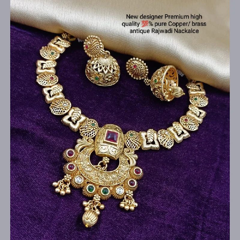 Women’s bohemian-style necklace-Manisha Jewellery Gold Plated Pota Stone Necklace Set