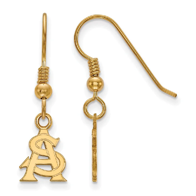 Women’s colorful earrings-14k Gold Plated Silver Arizona State University Dangle Earrings