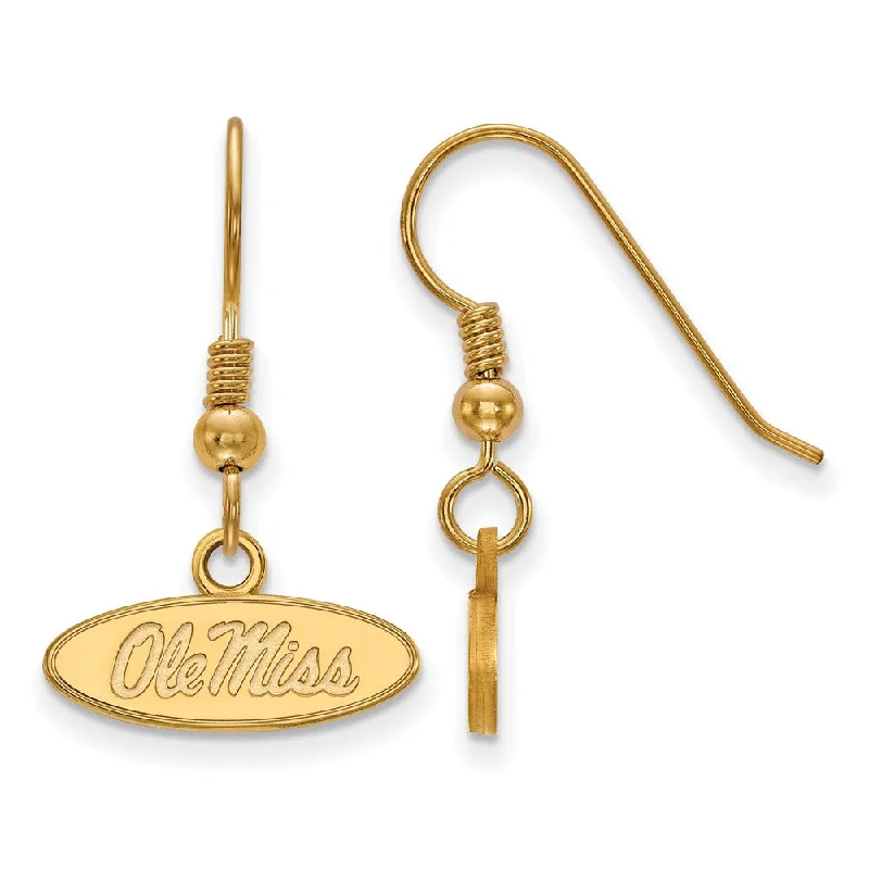 Women’s sparkling earrings-14k Gold Plated Silver Univ. of Mississippi XS (Tiny) Dangle Earrings