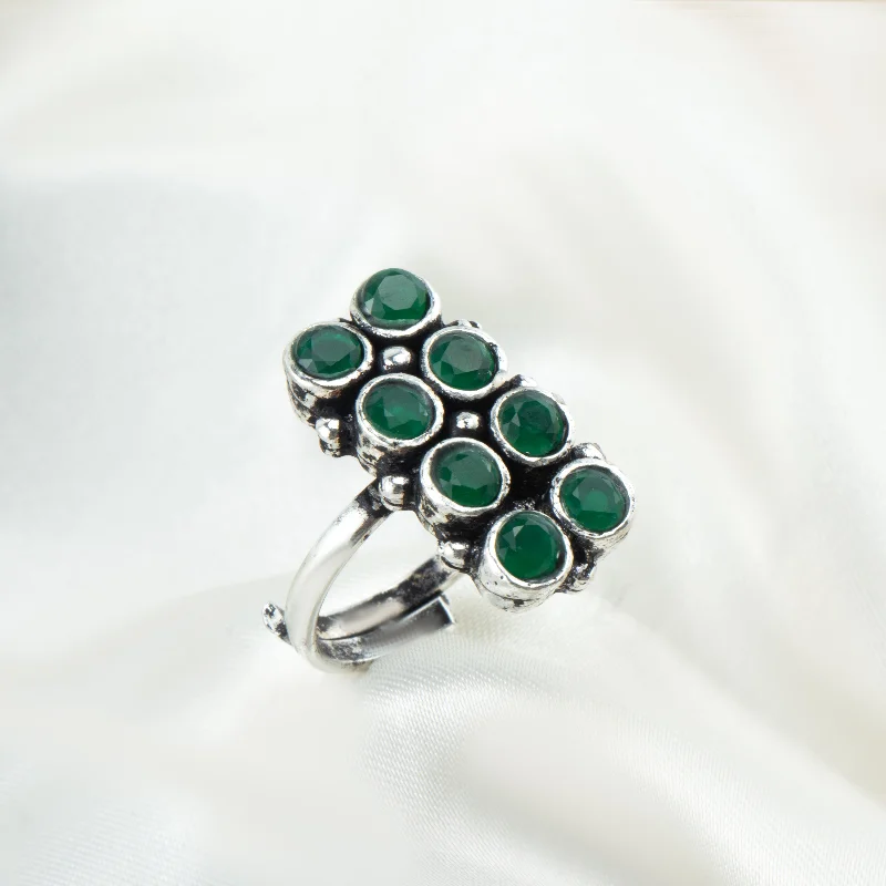 Women’s geometric ring-Nipura Green Polki Statement Ring