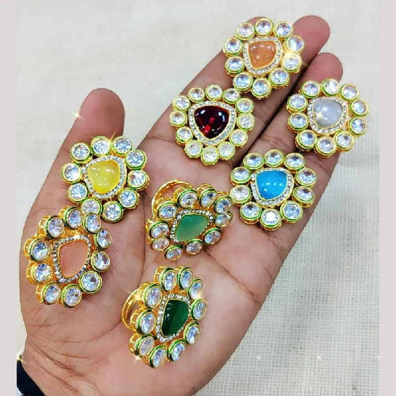 Women’s delicate ring-Manisha Jewellery Gold Plated Kundan Stone Adjustable Ring