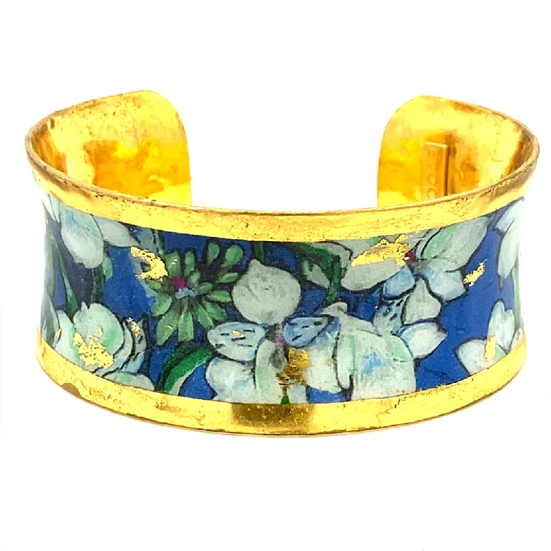 Women’s crystal bangle-22K Gold Leaf Lilies Cuff Bracelet