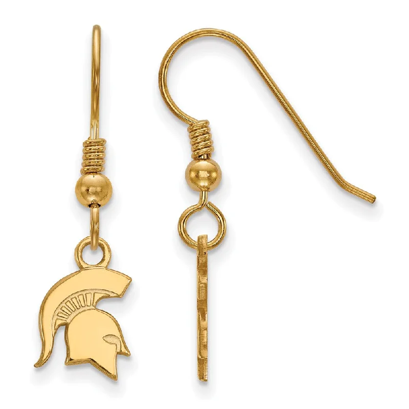 Women’s statement stud earrings-14k Gold Plated Silver Michigan State University Dangle Earrings