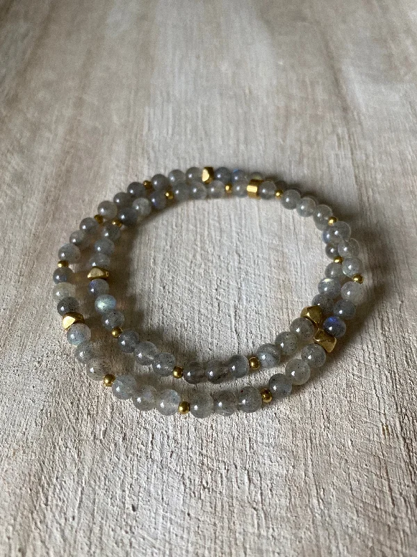 Women’s modern gold bracelet-LABRADORITE | MINI LUNA WRAP BRACELET