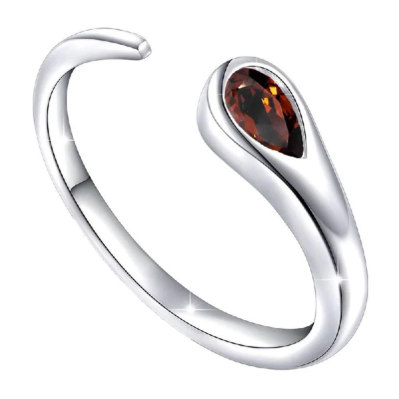 Women’s titanium ring-Mahi Gleaming Maroon Cubic Zirconia Open Wrap Adjustable Finger Ring