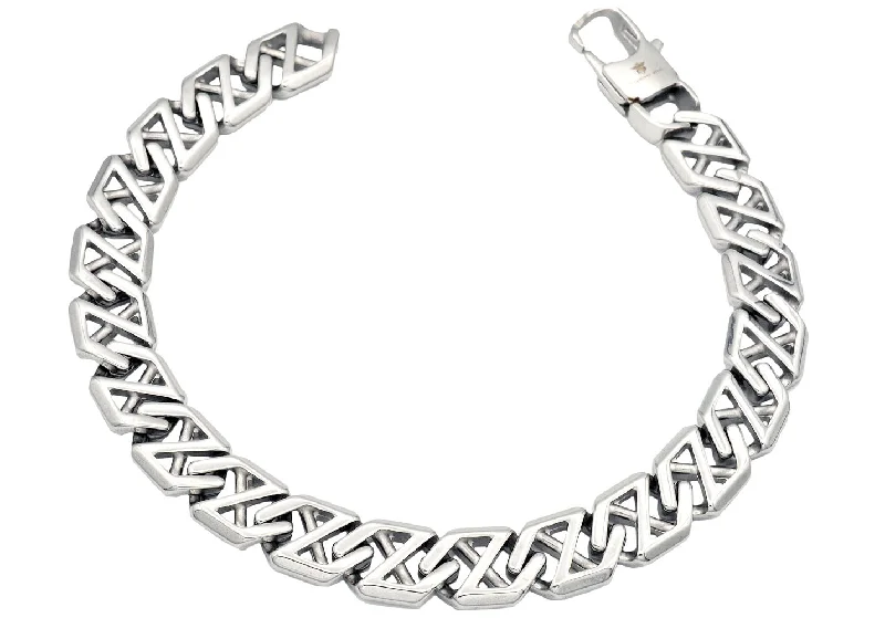 Women’s engraved bangle-Mens Stainless Steel X-Shaped Link Chain Bracelet