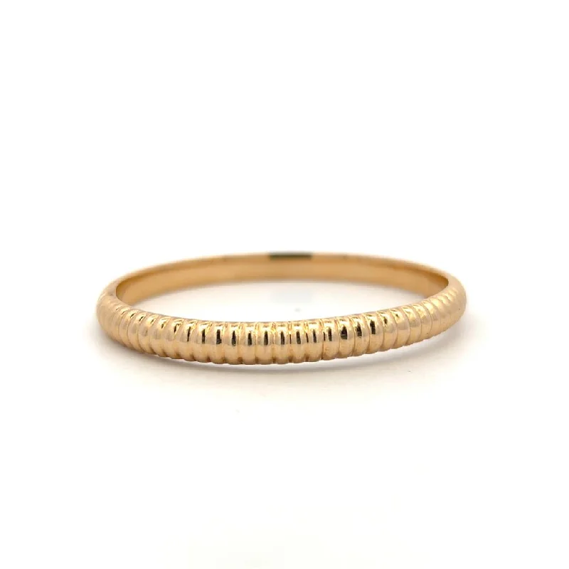 Women’s beaded bangle-Estate 14K Yellow Gold Ribbed Bangle Bracelet