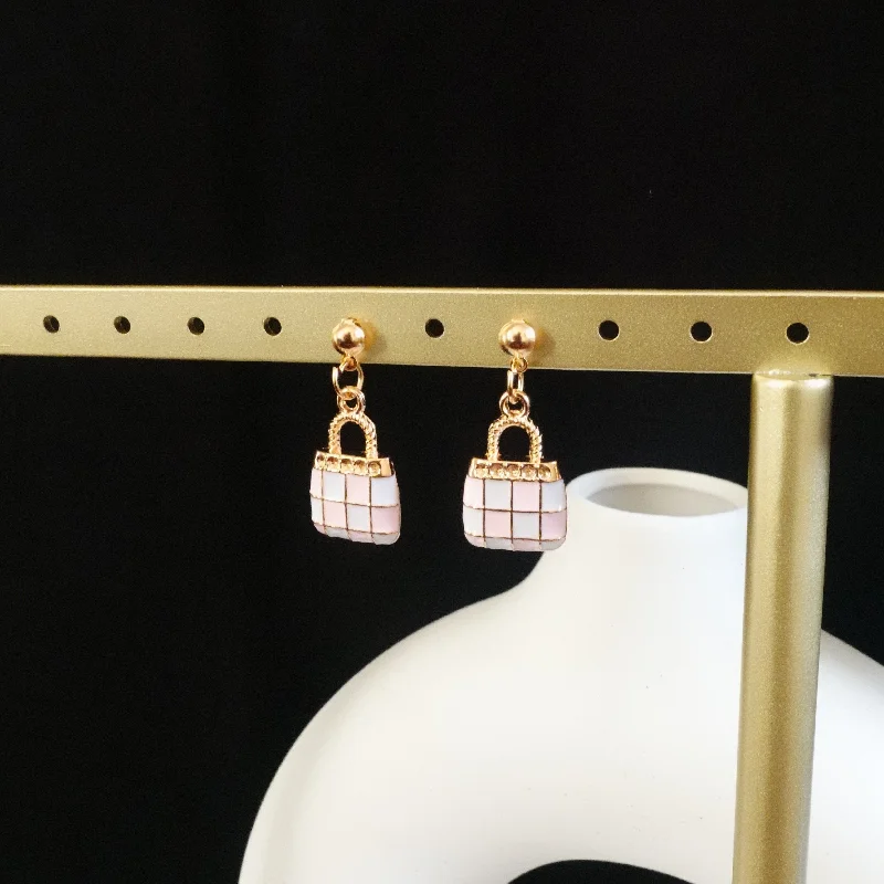 Women’s gold stud earrings-Lock Drop Earrings