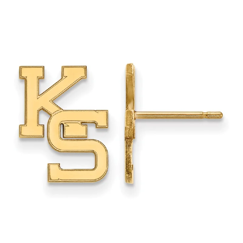 Women’s luxury hoop earrings-14k Yellow Gold Kansas State University Small Post Earrings