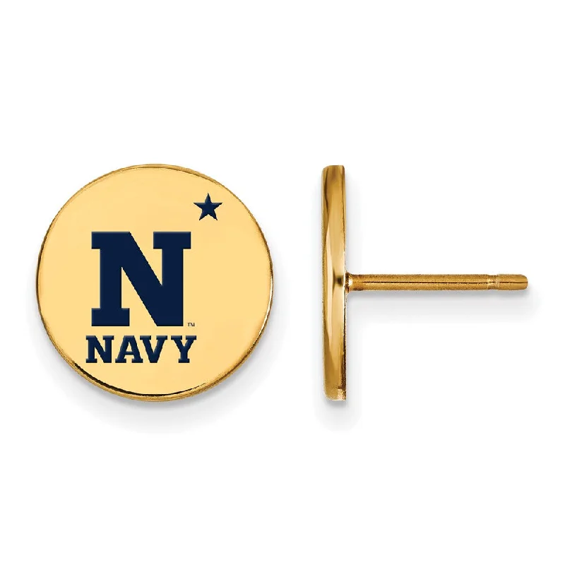 Women’s sparkling earrings-14k Gold Plated Silver U.S. Naval Academy Small Enamel Disc Earrings