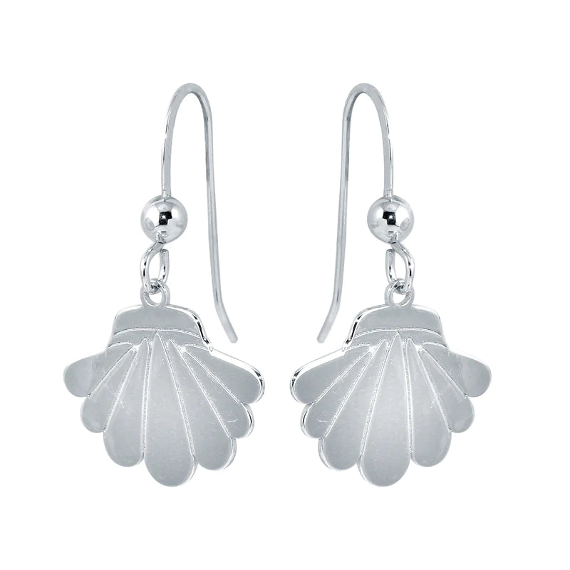 Women’s luxury hoop earrings-Silver 925 Rhodium Dangling Shell Earrings