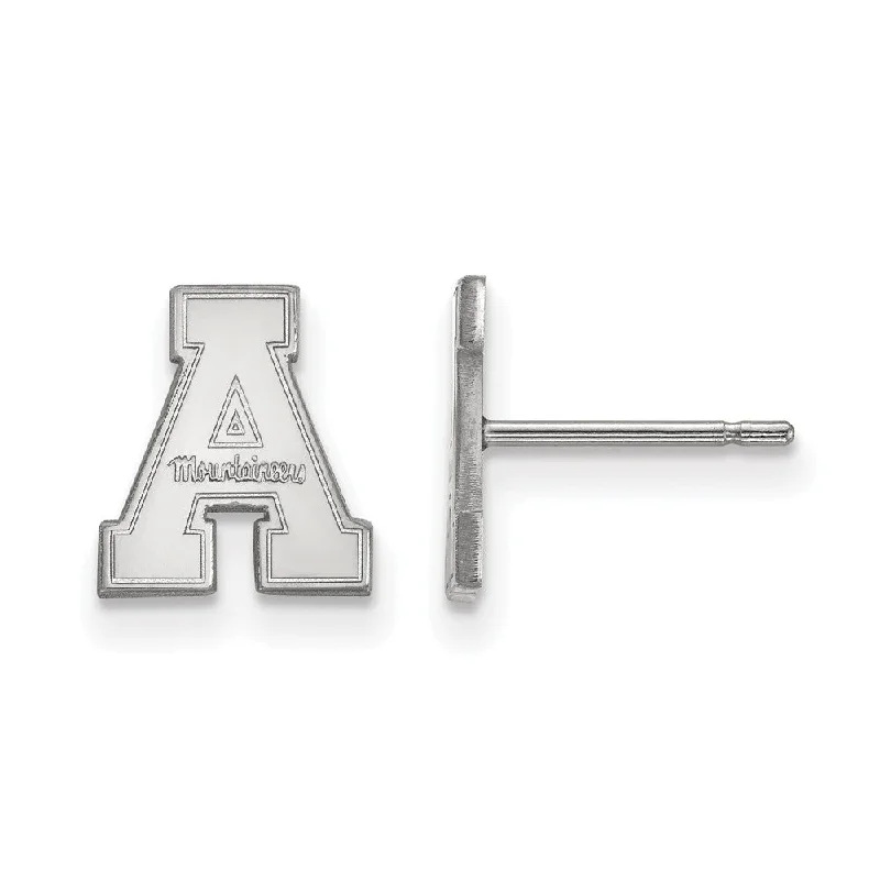 Women’s trendy earrings-10k White Gold Appalachian State XS (Tiny) Post Earrings