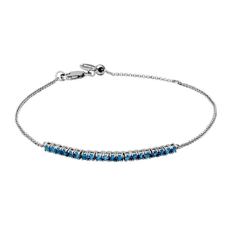 Women’s friendship bracelet-Sterling Silver London Blue Topaz Bolo Bracelet by Samuel B.