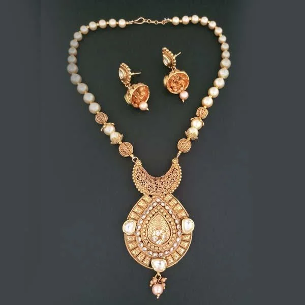 Women’s statement piece necklace-Darshana Jewels AD Stone Copper Necklace Set - FAP0182B