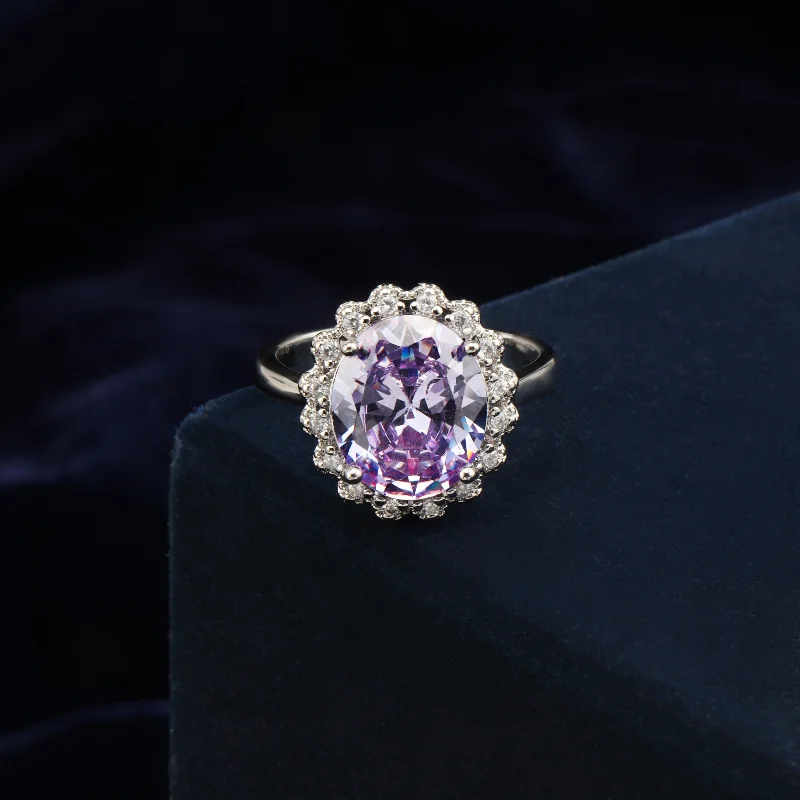 Women’s rose gold diamond ring-Nipura Lilac Floral Halo Ring