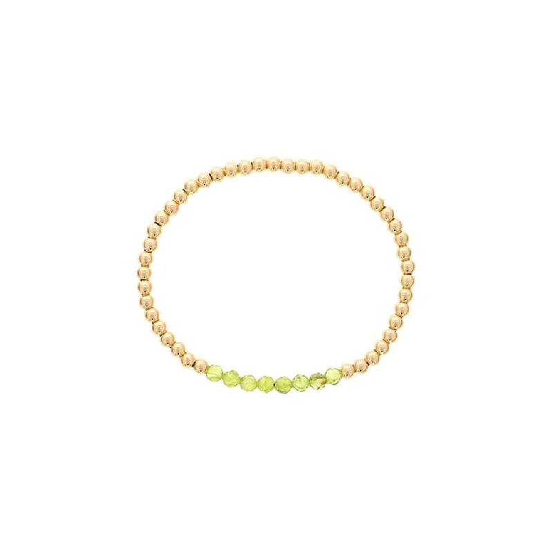 Women’s trendy bracelet-Gold Filled Peridot Bead Stretch Bracelet by Dee Berkley