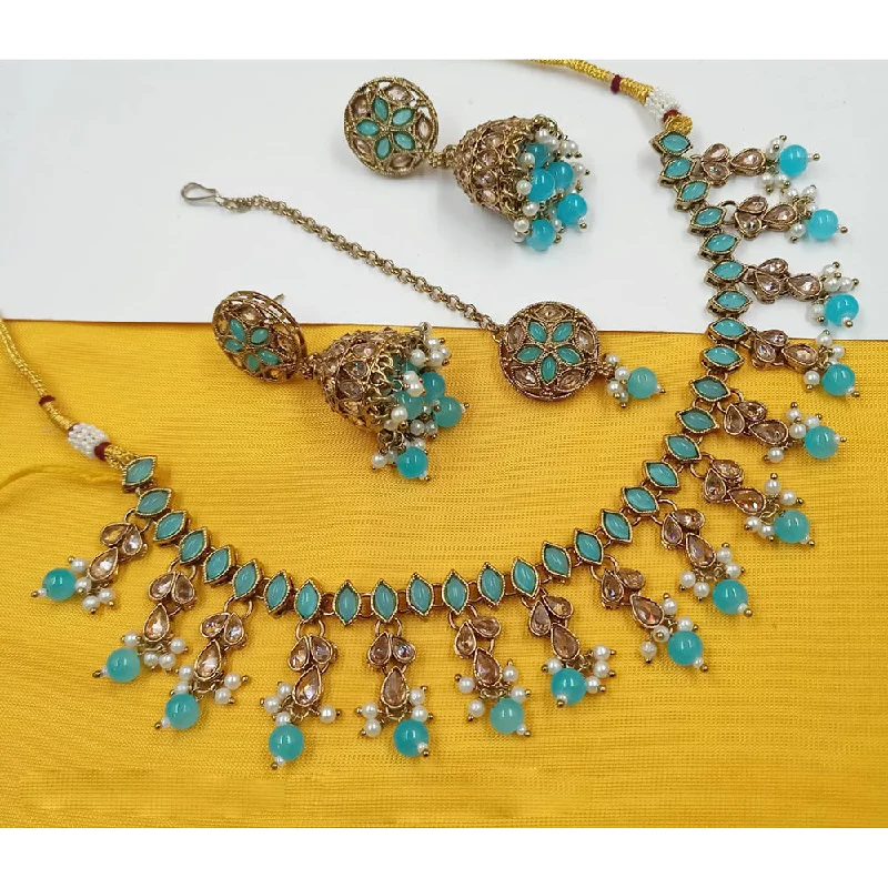 Women’s choker necklace-Padmawati Bangles Copper Gold Plated Necklace Set