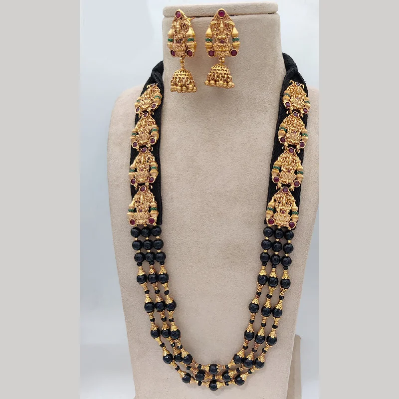 Women’s bridal necklace-Jewel Addiction Copper Rajwadi Finish Temple Long Necklace Set