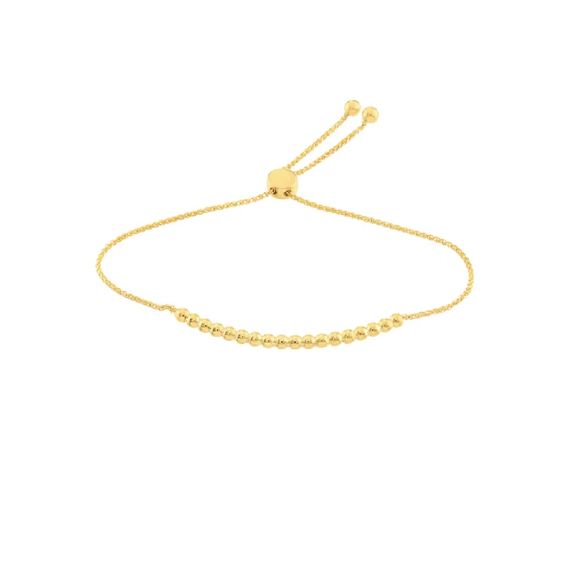 Women’s tennis bracelet-14K Yellow Gold Adjustable Beaded Bolo Bracelet by Midas Chain