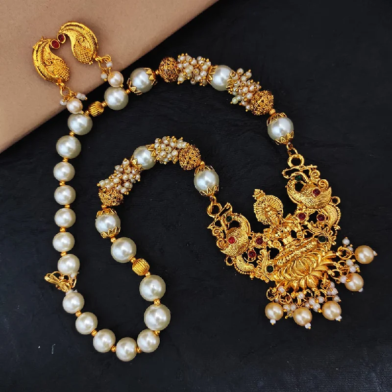 Women’s creative pendant necklace-Heera Jewellers Gold Plated Pota Stone Temple Necklace Set