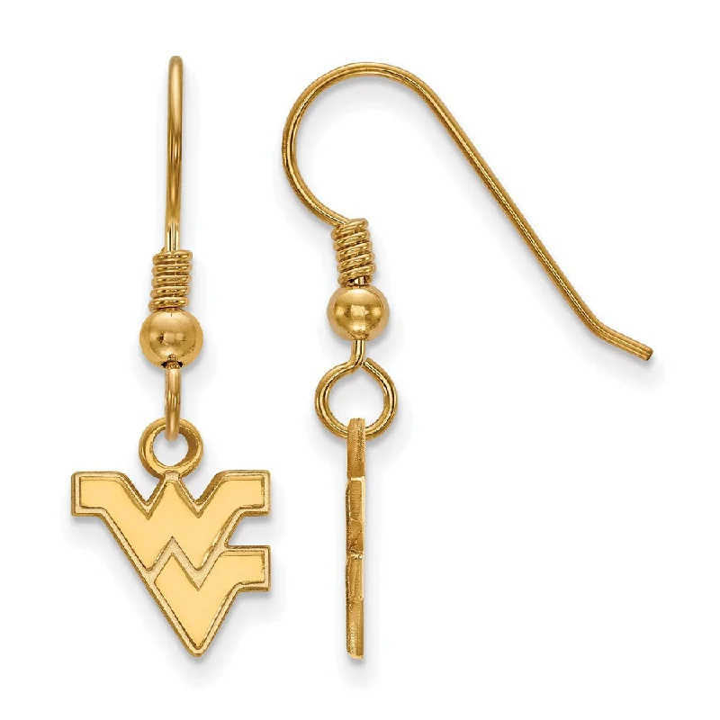 Women’s birthstone earrings-14k Gold Plated Silver West Virginia Univ. XS (Tiny) Dangle Earrings