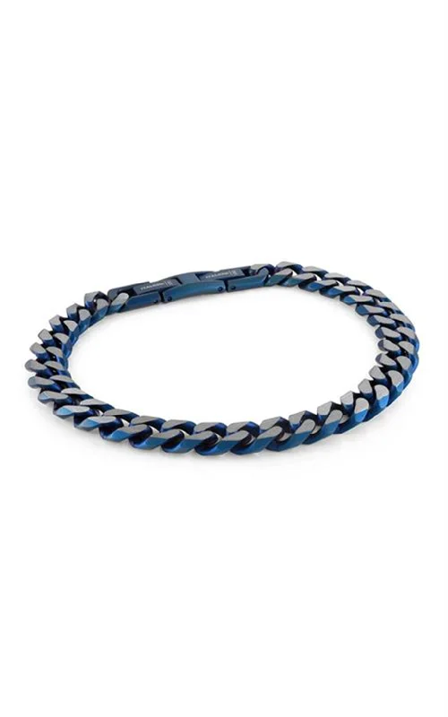 Women’s rose gold bracelet-Stainless Steel IP Blue 8.6mm Curb Chain Men's Bracelet