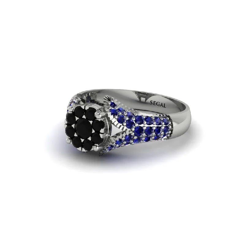 Women’s princess and diamond ring-Sapphire Floral Cluster Engagement Ring  - Penelope No. 69