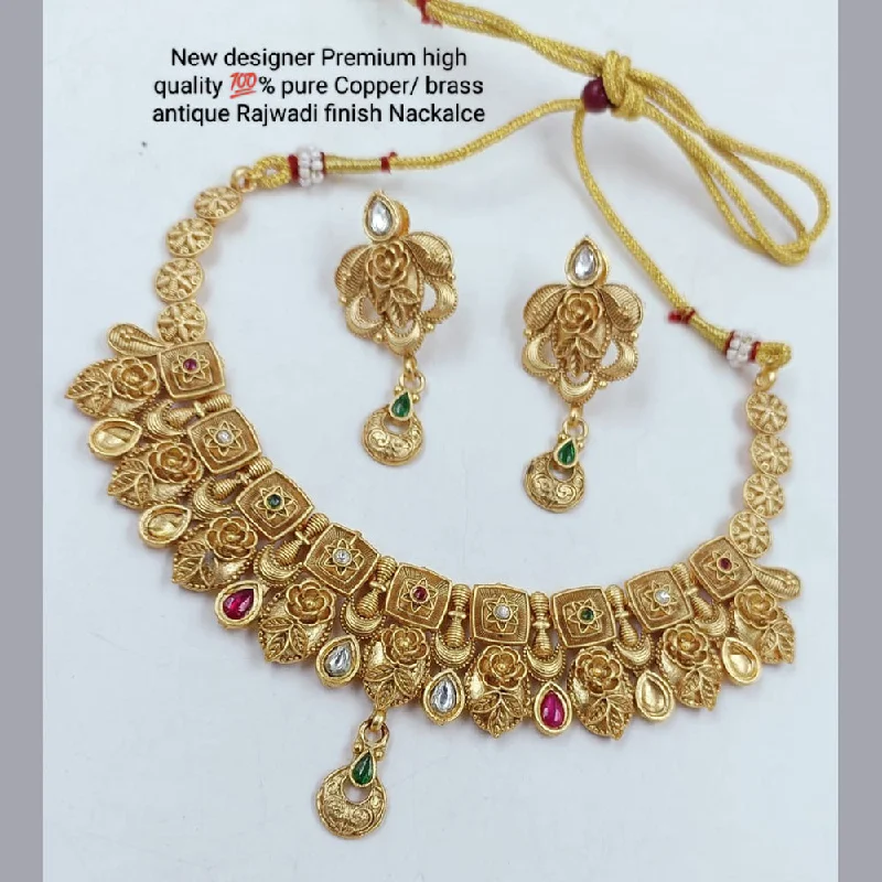 Women’s wire-wrapped necklace-Manisha Jewellery Gold Plated Pota Stone Necklace Set