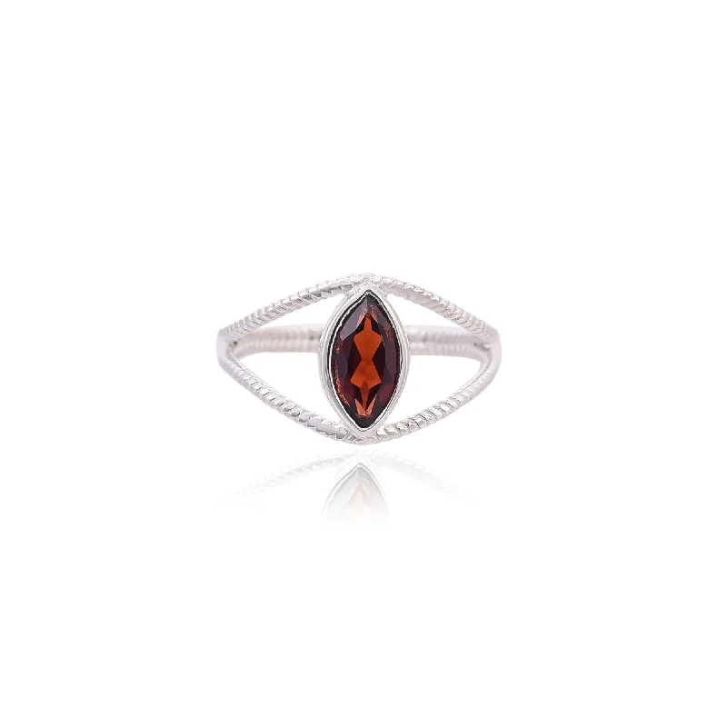 Women’s art deco ring-Silver Mountain Garnet 925 Sterling Silver Ring