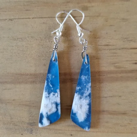 Women’s gold hoop earrings-Clouds Over The Ocean - Boho Stone Earrings