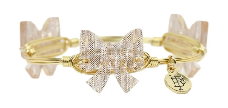 Women’s charm bracelet-Blush Bow Bangle Bracelet