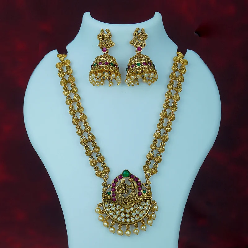 Women’s eco-friendly pendant necklace-Diksha Collection Gold Plated Temple Necklace Set