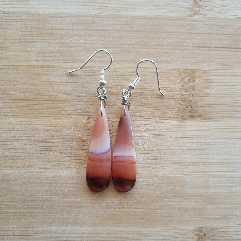 Women’s geometric stud earrings-Carnelian Stone - Boho Earrings