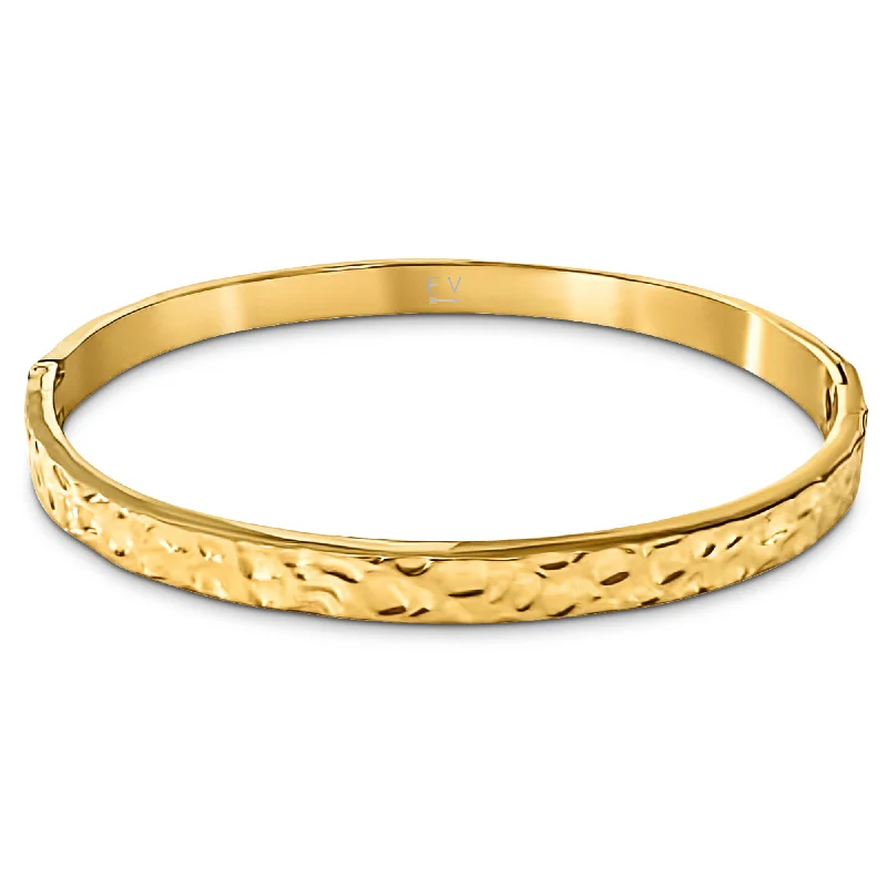 Women’s gold-plated bracelet-Maribel Hammered Bangle Bracelet