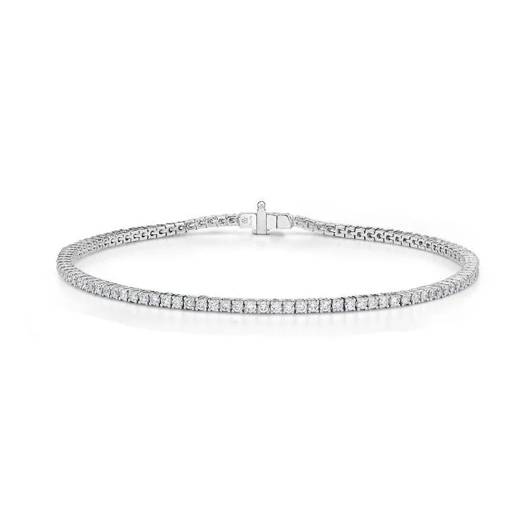 Women’s minimalist bracelet-Classic 4-Prong Diamond Line Bracelet