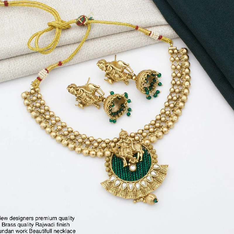 Women’s chic layered necklace-Manisha Jewellery Gold Plated Kundan Temple Necklace Set