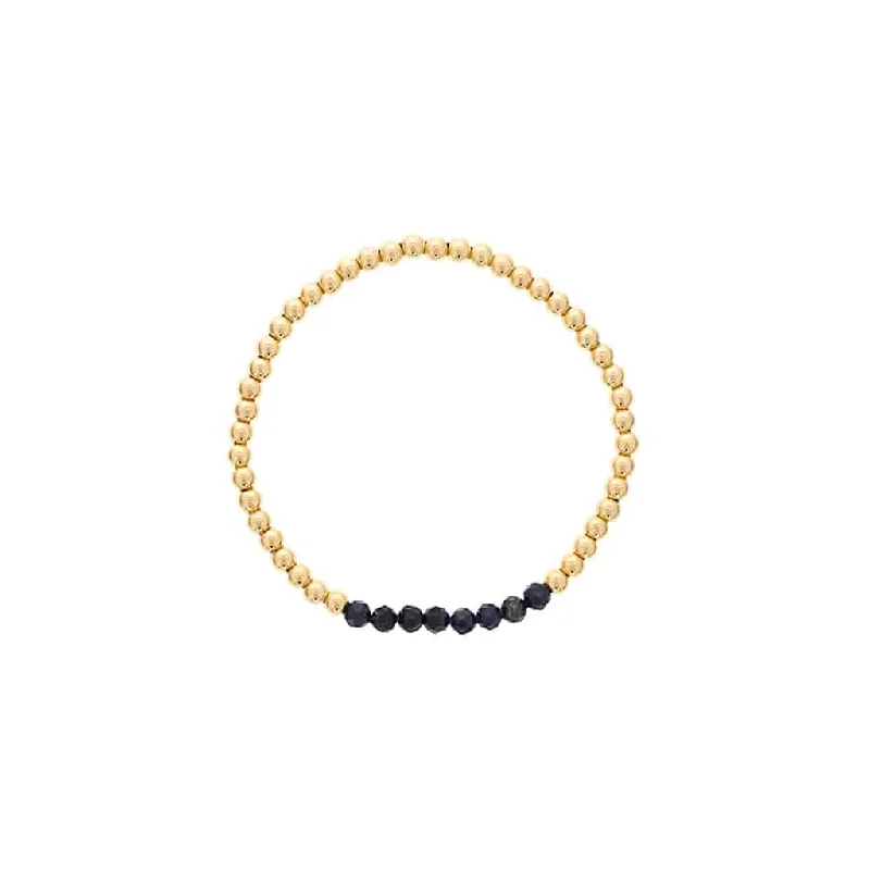 Women’s monogram bracelet-Gold Filled Blue Sapphire Bead Stretch Bracelet by Dee Berkley