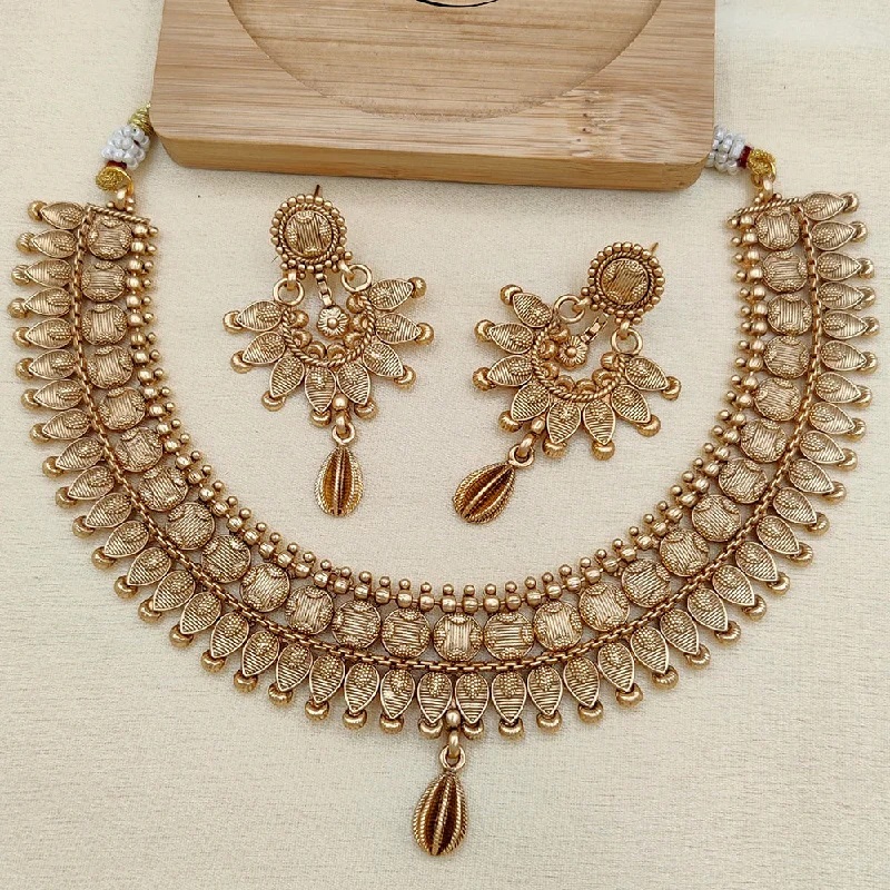 Women’s gold chain necklace-Jewel Addiction Copper Rajwadi Finish Pota Stone Necklace Set