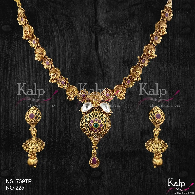 Women’s natural stone necklace-Kalp Jewellers Copper Gold Plated Necklace Set