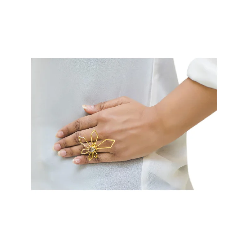 Women’s gemstone halo ring-VARNIKA ARORA Armano Golden Ring